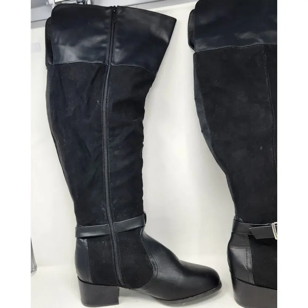 Torrid Over The Knee OTK Moto Boots Faux Leather Wide Calf 10 WW